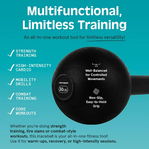 Miniatura 6 de Retrospec Revolve Steel Macebell para entrenamiento de fuerza, rehabilitación, estiramiento, acondicionamiento y entrenamiento rotacional - Opciones