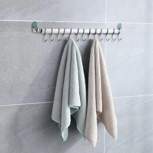 Miniatura 5 de Kyraton Organizador de Riel para Utensilios de Cocina - Estante Gourmet Montado en la Pared con 14 Ganchos para Colgar Cuchillos, Tazas, Espátulas