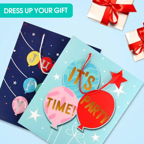 Miniatura 5 de Bolsas de regalo grandes, bolsa de regalo de cumpleaños para niños, adolescentes, niños, hombres, bolsas de regalo azules con papel de seda, bolsas