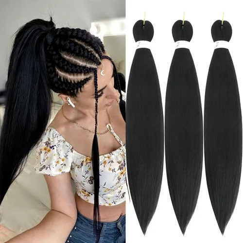Miniatura 15 de Cabello trenzado preestirado de 26 pulgadas, 8 paquetes 1B, trenzas bohemias de ganchillo con textura Yaki suave para mujeres negras, no tóxico