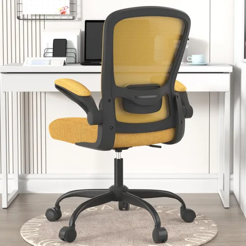 Miniatura 7 de Silla de oficina Mimoglad, silla de escritorio ergonómica con soporte lumbar ajustable, silla de computadora de malla de respaldo alto con Dorado