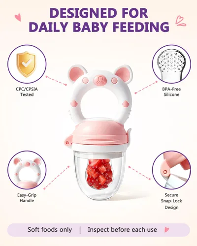 Miniatura 2 de Chupete alimentador de frutas congeladas y sólidos para bebés, juguete mordedor infantil de 4 meses, bolsa de silicona sin BPA y pezón, introduce