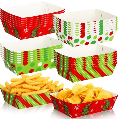 Miniatura 9 de Dunzoom 24 platos de papel para el día de San Patricio, bandejas para alimentos, cuenco de trébol verde, desechable, trébol irlandés, nacho, hot