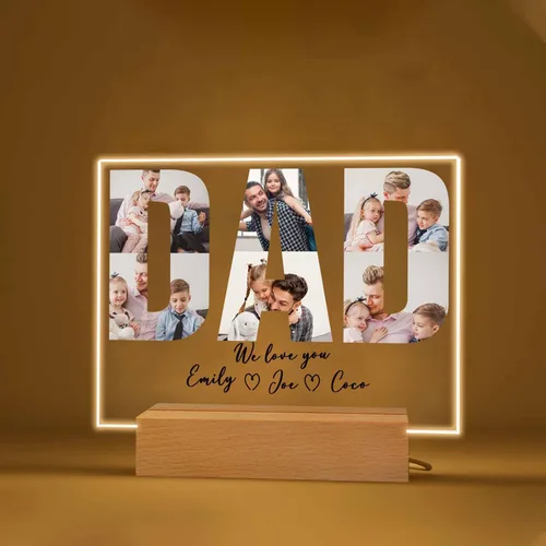 Miniatura 26 de Regalo especial de Navidad, lámpara de luz nocturna personalizada, fotos en placa acrílica, regalo para papá, mamá, regalo para familia, cumpleaños