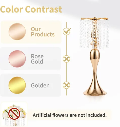 Miniatura 4 de 2 piezas de 54 cm de alto soporte de flores de cristal para boda, camino de flores de plomo, soportes de flores centrales de metal para mesas