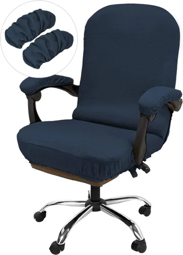 Miniatura 17 de NeColorLife Funda de terciopelo para silla de oficina con fundas para reposabrazos, funda elástica para silla de computadora de escritorio