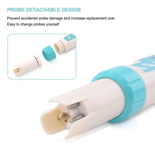 Miniatura 3 de Medidor de pH 7 en 1 Gomass 0.01 Probador de pH de alta precisión digital para agua TDS/EC/Salinidad/Temp/ORP/S. G/PH Probador de pluma de agua Azul