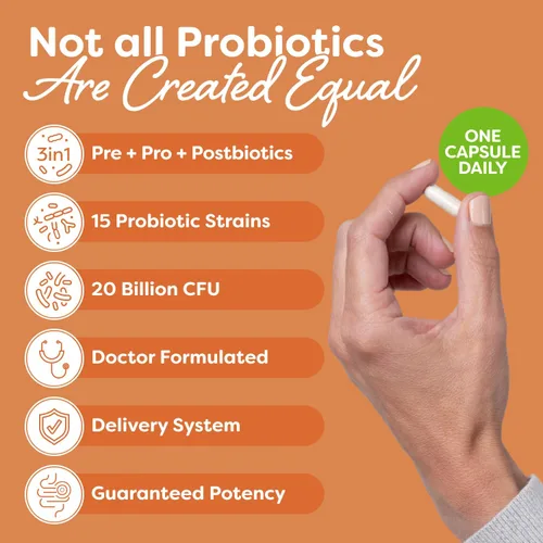 Miniatura 2 de Probulin Total Care - Suplemento probiótico, cápsulas probióticas para la salud intestinal, digestiva e inmunológica para hombres y mujeres, 20 mil