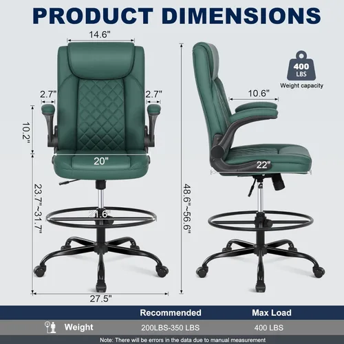 Miniatura 2 de Misolant Silla de dibujo, silla de oficina alta para escritorio de pie, sillas de computadora de cuero sintético con altura ajustable, función