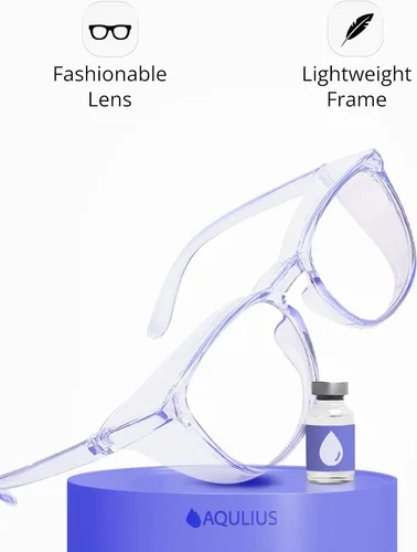 Miniatura 4 de Aqulius 2 Pack Stylish Safety Glasses Goggles, Scratch Resistant, Safety Glasses for Women, Blue Light, Glasses for Nurses Azul/Claro