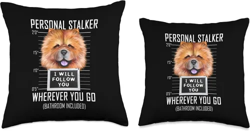 Miniatura 3 de Funny Chow Chow Dog Owner Shirts & Gifts Personal Stalker Dog Chow I Will Follow You Mugshot - Cojín de 15.7 x 15.7 in, multicolor