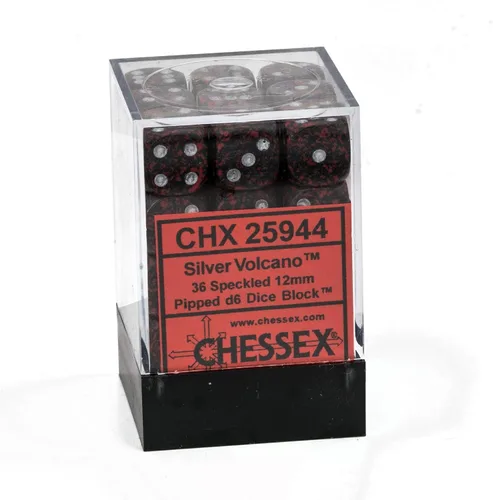 Miniatura 3 de Chessex Juego de dados poliédricos de volcán plateado moteado de 0.472 in – Compatible con Calabozos y Dragones, Pathfinder y otros juegos de rol