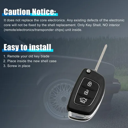 Miniatura 6 de uxcell 3 Botones Flip Plegable Sin Cortar Llave Shell Control Remoto Fob Clicker Caso Reemplazo Para Hyundai Santa Fe 2013 2015