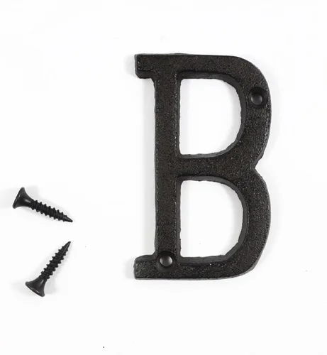 Miniatura 4 de Letras del abecedario de 3" en metal de hierro fundido decorativas, estilo clásico, para colgar letreros de pared, dirección, nombre, letrero