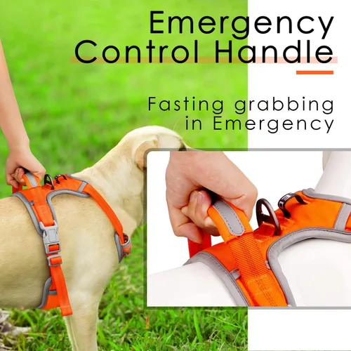 Miniatura 4 de ThinkPet Arnés deportivo transpirable, antitirones para perro, con asa, arnés reflectante y ajustable para perros medianos o grandes, clip trasero