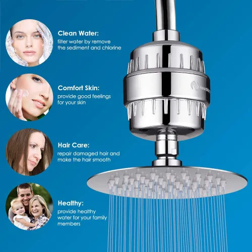 Miniatura 5 de NearMoon Filtro de ducha de 15 etapas de alto rendimiento, suavizante de cabezal de ducha filtrado para agua dura, reduce la picazón en la piel