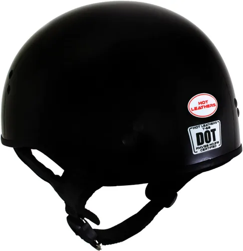 Miniatura 7 de Hot Leathers HLT68 Gloss Black The O.G. Advanced DOT Skull Cap Motorcycle Half Helmet Biker