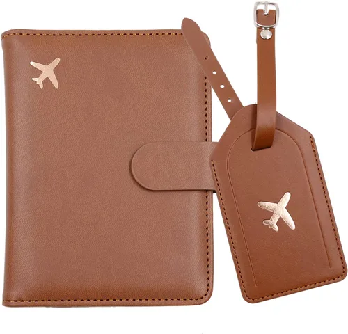 Miniatura 20 de Melsbrinna Rfid - Soporte para pasaporte para mujeres y hombres, juego de etiqueta de maleta de viaje, bonita cartera de pasaporte con ranuras