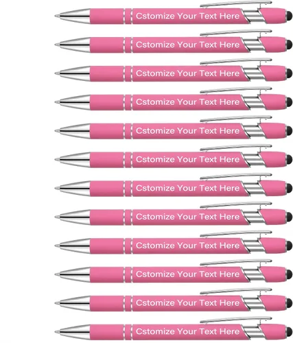 Miniatura 9 de Kingluu 24 unidades de bolígrafos personalizados con lápiz óptico, escritura suave, tinta negra, bolígrafos personalizados con su nombre, logotipo