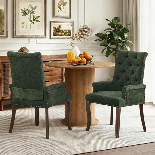Miniatura 17 de Juego de 6 Sillas de Comedor Tapizadas de Terciopelo, Sillas Laterales de Cocina de Estilo Moderno con Ribete de Tachuelas y Patas de Madera, Anillo