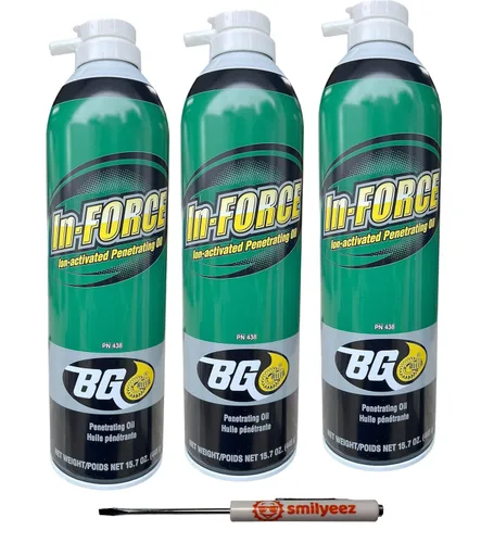 Listado de Smilyeez para BG in-Force PN 438 Aceite penetrante activado por iones (3 latas) y destornillador de bolsillo Smilyeez