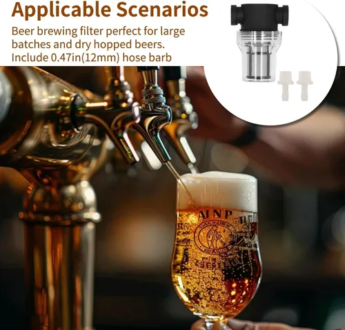 Miniatura 8 de Cyrank Inline Beer Filter, Beer Inline Filter Strainer Beer Brewing Filter Beer Mesh Filter for Home Brewing 150 80 Mesh Water and Beer Filtering
