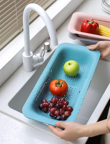 Miniatura 4 de Coladores y coladores plegables para fregadero y coladores de rejilla sobre el fregadero Colador plegable Colador extendible de plástico para frutas