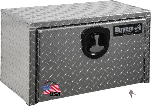 Buyers Products 1705148 - Caja de camión de aluminio diamantado para debajo de la carrocería con pestillo de mango en T, 14 x 12 x 16 pulgadas