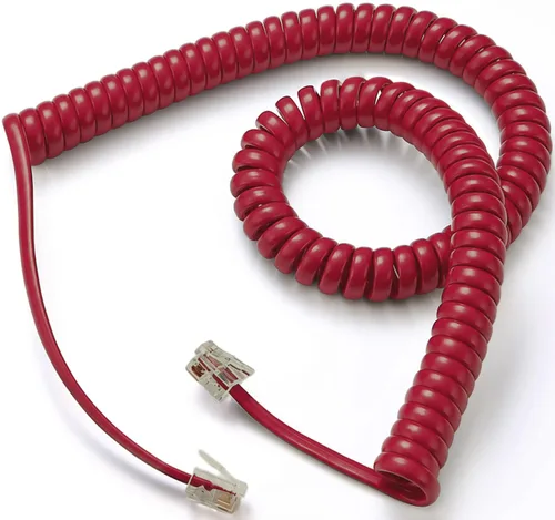Comtrue Cables de teléfono fijo, cables para teléfono celular, rojo, 11.5 pies sin enrollar, 16 pulgadas en espiral, paquete de 2, compatible