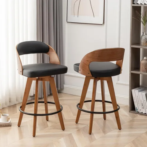 Miniatura 22 de MEKLIBA Juego de 2 taburetes de bar de altura de mostrador para isla de cocina, silla de bar tapizada moderna de 26.8 pulgadas, taburetes giratorios