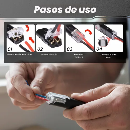 Miniatura 2 de Conector de doble cable con hebilla de bloqueo, conectores rápidos de alambre de bloqueo ignífugo, adecuado para reparaciones de emergencia, 20