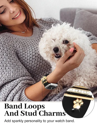 Miniatura 4 de JR.DM Dijes para correa de reloj con anillos decorativos brillantes, compatibles con Apple Watch de 1.575 pulgadas, 1.496 pulgadas, 1.614 pulgadas
