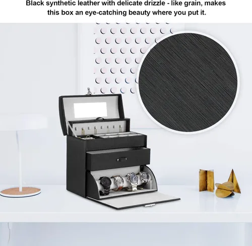 Miniatura 5 de Homde Caja de exhibición de joyas para hombres y mujeres, collar de lentes de sol con bloqueo completo con colgador de reloj, soporte de pulsera