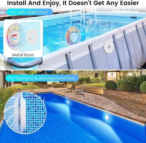 Miniatura 2 de LyLmLe Luces LED para piscina, luz sumergible magnética RGB inteligente de 20 W con control de aplicación, 800 lm regulable, IP68 impermeable 12 V