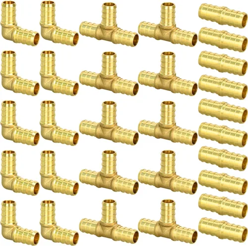 Miniatura 8 de 15 piezas de accesorios PEX de 1/2 pulgada, juego de acoplamientos rectos de codo TEE, combinación de accesorios de PEX de latón con Tees, codos