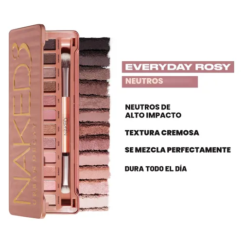 Miniatura 5 de Urban Decay Naked3 - Paleta de sombras de ojos, 12 tonos rosas neutros versátiles, ultradifuminables, colores intensos con textura aterciopelada