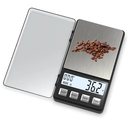 Báscula de café expreso Weightman con temporizador 1000 g x 0.1 g, báscula de viaje pequeña y delgada, báscula digital mini gramos y onzas con gran