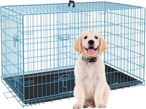 Miniatura 14 de Jaula para perros pequeños de 24 pulgadas, jaulas resistentes para perros pequeños, jaula plegable de alambre de metal con bandejas extraíbles, Negro