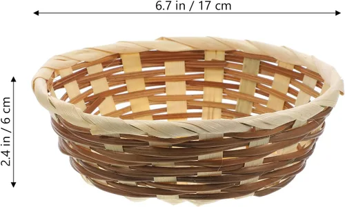 Miniatura 5 de EXCEART Juego de 3 cestas de frutas de bambú de 6.69 pulgadas hechas a mano, redondas, tejidas, para cocina, comedor, servir alimentos, aperitivos