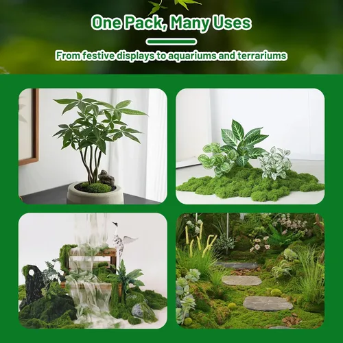 Miniatura 5 de Musgo falso de 10 onzas para manualidades, musgo verde artificial floral para bricolaje, musgo de jardín de hadas, musgo de decoración de terrario