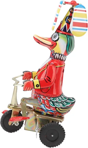 Miniatura 7 de Tbest Juguete de hojalata mecánica, juguete de pato en lata, hecho a mano, delicado reloj retro, juguete de cuerda para adultos, colecciones