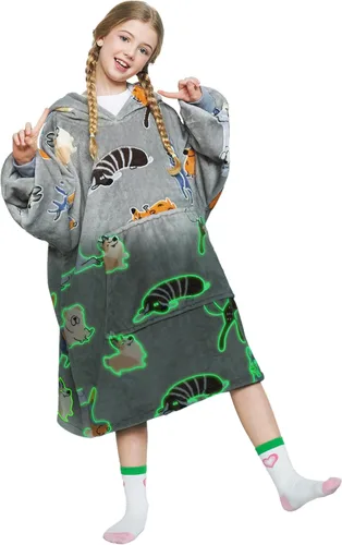 Miniatura 8 de Catalonia Manta con Capucha Arcoíris para Niños, Sudadera Manta de Forro Polar de Gran Tamaño Usable con Bolsillo Frontal Grande, Regalo