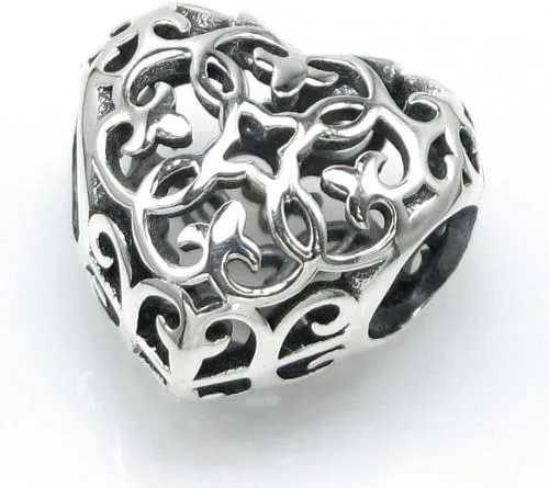 Miniatura 2 de Abalorio de plata de ley con diseño de clave a mi corazón y filigrana celta de oso de amor, para pulsera de abalorios europeos