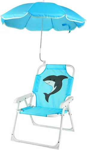 PLULON Silla de playa para niños con paraguas plegable para césped y camping con sombra de verano para playa, piscina, viajes y al aire libre (para