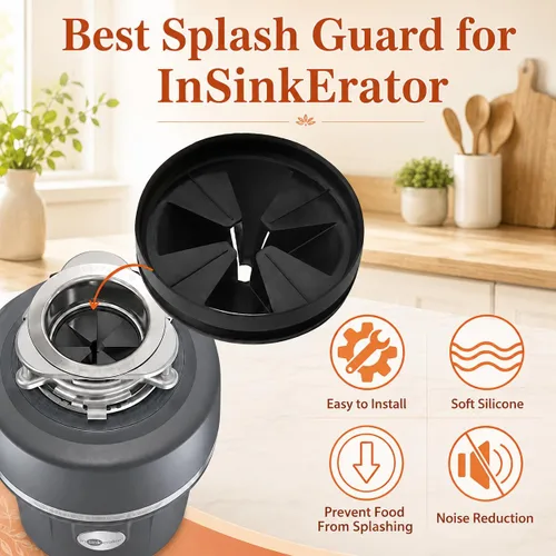 Miniatura 7 de Protector contra salpicaduras para triturador de basura, 3 3/8 pulgadas mejorado para InSinkErator Evolution Series QCB-AM, inserto de drenaje Negro
