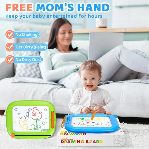 Miniatura 5 de Paquete de 2 tableros de dibujo magnéticos, juguetes para niños pequeños de 1-2 y 2-3 años, almohadilla de aprendizaje y educativa para escribir