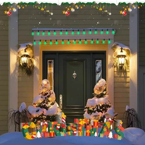 Miniatura 5 de Oviejo Paquete de 25 bombillas de repuesto C7 para luces navideñas, bombillas LED verdes C7 para luces de cadena navideñas, bombillas vintage C7 E12