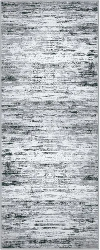 Miniatura 10 de Lansny Alfombra moderna abstracta de 2 x 5 pies, color negro, gris, blanco, lavable, alfombra de entrada para cocina, alfombra antideslizante suave
