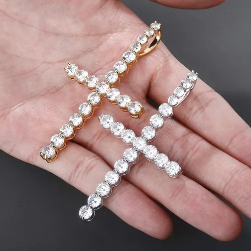 Miniatura 4 de JINAO Cadena de Cruz para Hombres Collar de Cruz de Oro Chapado en Oro de 14K Cadena de Cruz de Clavo Grande con Circonitas Cúbicas Colgante Joyería