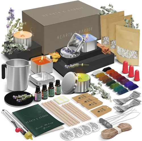 Miniatura 9 de Hearth & Harbor Kit de fabricación de velas de soja orgánica para adultos, manualidades de bricolaje, suministros completos de fabricación de velas